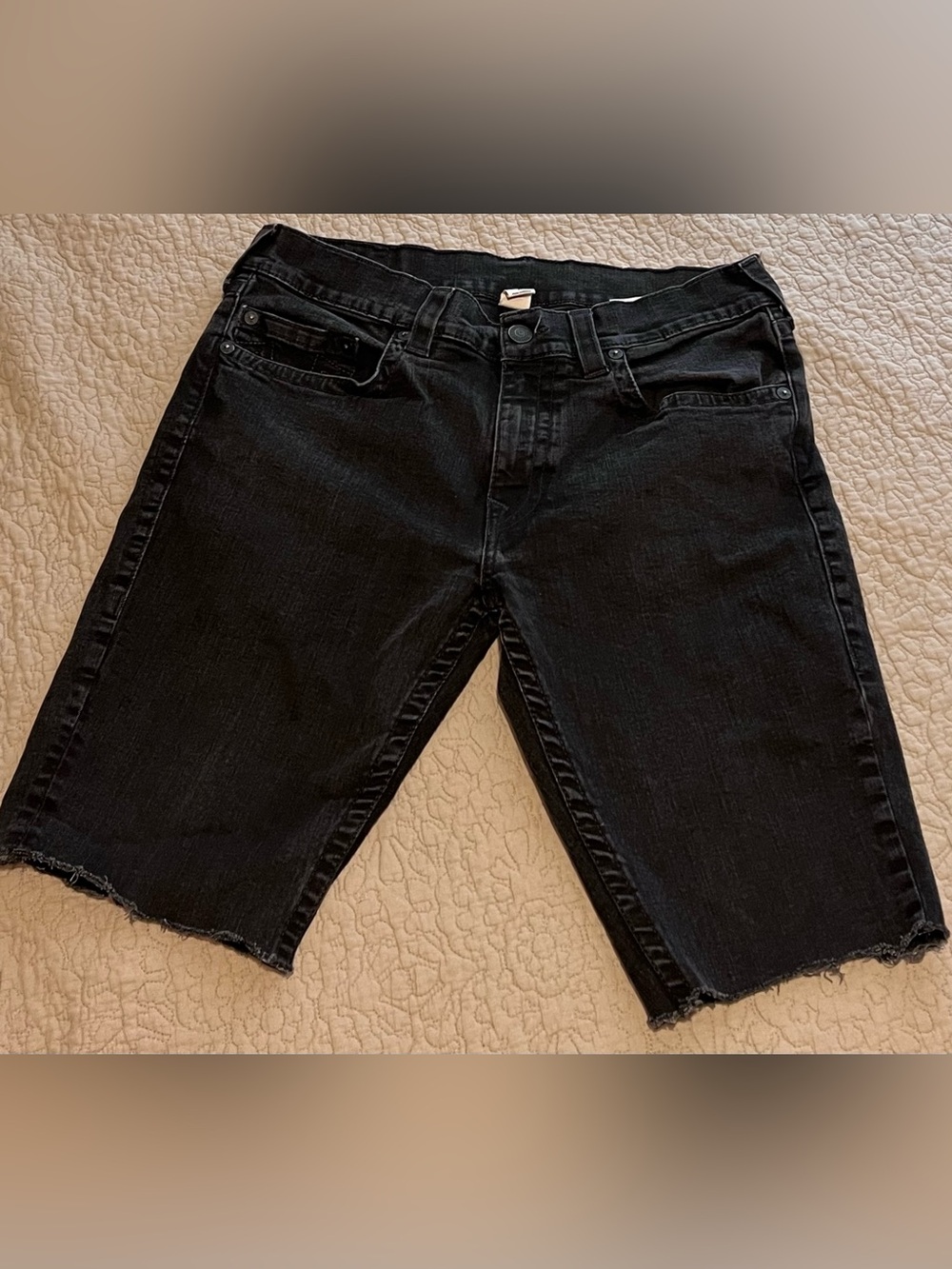 True Religion Men's Black Denim Jean Shorts